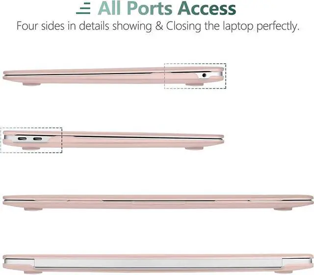 Alt view image 3 of 7 - Compatible with MacBook Air 13 inch Case 2022, 2021-2018 Release A2337 M1 A2179 A1932 with Retina Display Touch ID, Plastic Hard Shell with Keyboard Cover Light Pink