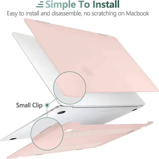 Alt view image 4 of 7 - Compatible with MacBook Air 13 inch Case 2022, 2021-2018 Release A2337 M1 A2179 A1932 with Retina Display Touch ID, Plastic Hard Shell with Keyboard Cover Light Pink