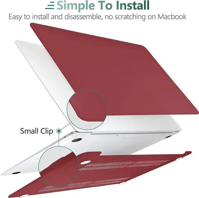 Alt view image 4 of 7 - Compatible with MacBook Air 13 inch Case 2022, 2021-2018 Release A2337 M1 A2179 A1932 with Retina Display Touch ID, Plastic Hard Shell with Keyboard Cover Wine Red