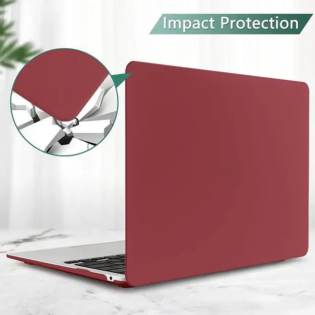 Alt view image 6 of 7 - Compatible with MacBook Air 13 inch Case 2022, 2021-2018 Release A2337 M1 A2179 A1932 with Retina Display Touch ID, Plastic Hard Shell with Keyboard Cover Wine Red