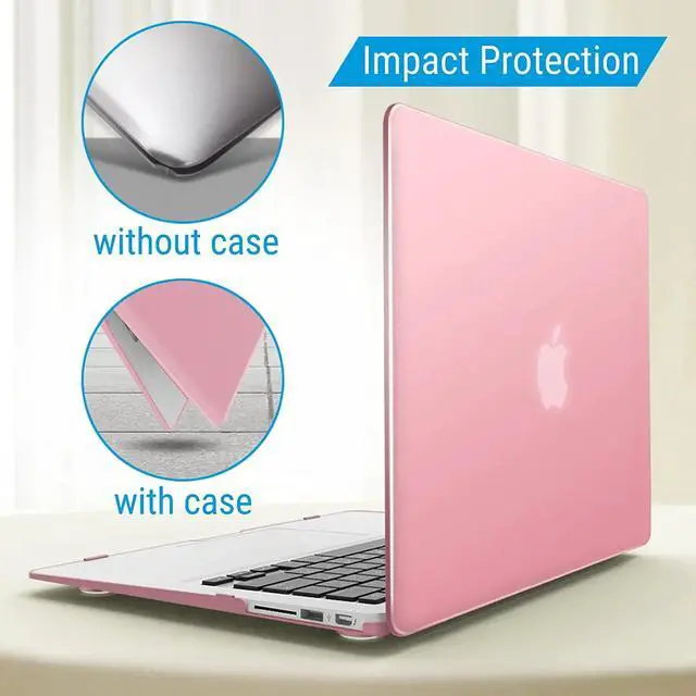 Alt view image 5 of 7 - Compatible with Old Version MacBook Air 13 Inch Case (2017-2010 Release) Model: A1466 / A1369, Plastic Hard Shell Case with Keyboard for Apple Mac Air 13" Pink