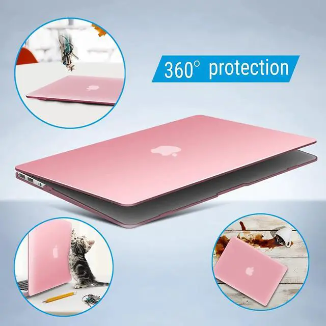 Alt view image 6 of 7 - Compatible with Old Version MacBook Air 13 Inch Case (2017-2010 Release) Model: A1466 / A1369, Plastic Hard Shell Case with Keyboard for Apple Mac Air 13" Pink
