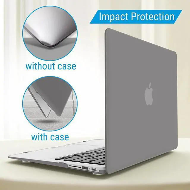 Alt view image 5 of 7 - Compatible with Old Version MacBook Air 13 Inch Case (2017-2010 Release) Model: A1466 / A1369, Plastic Hard Shell Case with Keyboard for Apple Mac Air 13" Gray