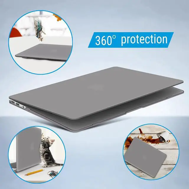 Alt view image 6 of 7 - Compatible with Old Version MacBook Air 13 Inch Case (2017-2010 Release) Model: A1466 / A1369, Plastic Hard Shell Case with Keyboard for Apple Mac Air 13" Gray
