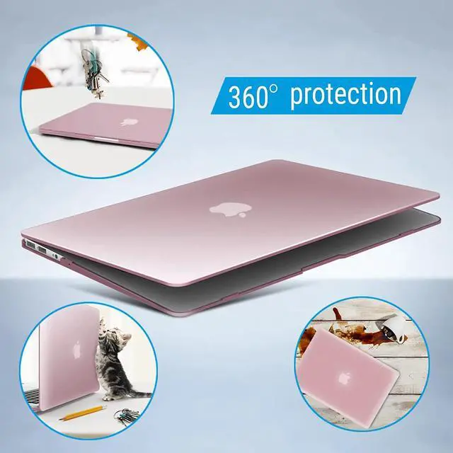 Alt view image 6 of 7 - Compatible with Old Version MacBook Air 13 Inch Case (2017-2010 Release) Model: A1466 / A1369, Plastic Hard Shell Case with Keyboard for Apple Mac Air 13" Rose Gold