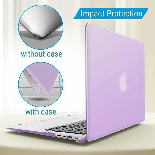 Alt view image 5 of 7 - Compatible with Old Version MacBook Air 13 Inch Case (2017-2010 Release) Model: A1466 / A1369, Plastic Hard Shell Case with Keyboard for Apple Mac Air 13" Purple
