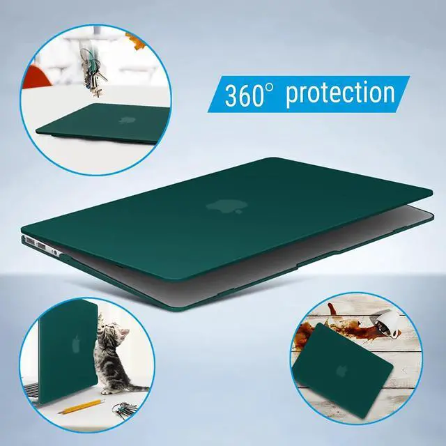 Alt view image 6 of 7 - Compatible with Old Version MacBook Air 13 Inch Case (2017-2010 Release) Model: A1466 / A1369, Plastic Hard Shell Case with Keyboard for Apple Mac Air 13" Dark Green