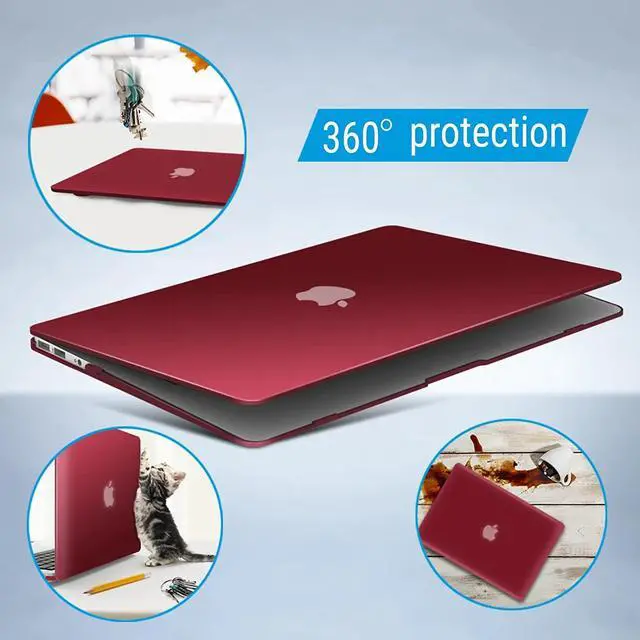 Alt view image 6 of 7 - Compatible with Old Version MacBook Air 13 Inch Case (2017-2010 Release) Model: A1466 / A1369, Plastic Hard Shell Case with Keyboard for Apple Mac Air 13" Wine Red