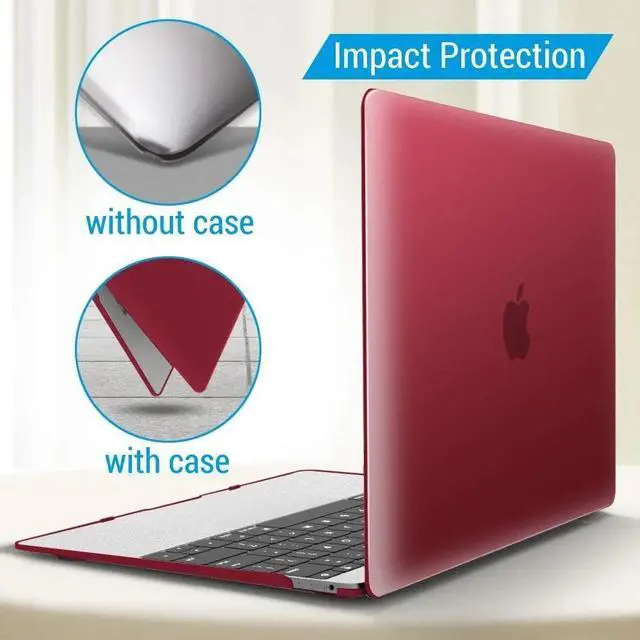 Alt view image 4 of 6 - Compatible with MacBook 12 inch Case with Retina Display Model: A1534, Release 2017 2016 2015, Plastic Hard Shell Case with Keyboard Cover Skin Wine Red