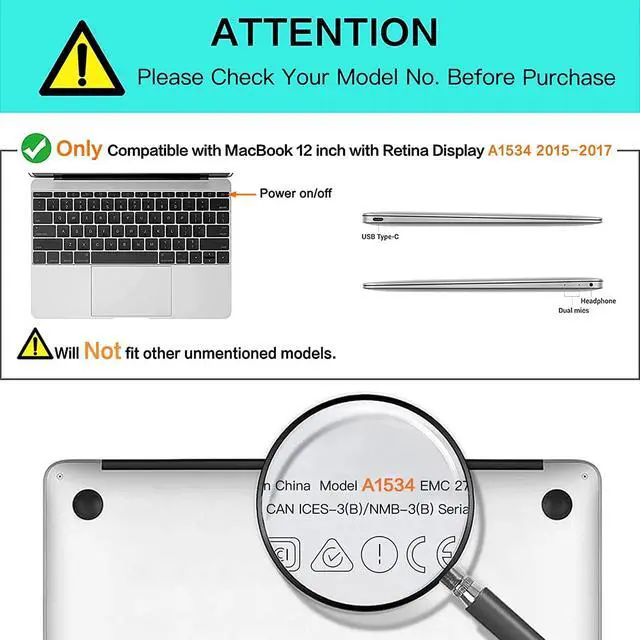 Alt view image 2 of 7 - Compatible with MacBook 12 inch Case with Retina Display Model: A1534, Release 2017 2016 2015, Plastic Hard Shell Case with Keyboard Cover Skin Green