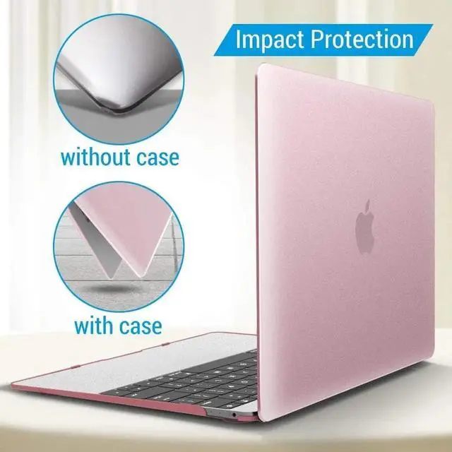 Alt view image 4 of 7 - Compatible with MacBook 12 inch Case with Retina Display Model: A1534, Release 2017 2016 2015, Plastic Hard Shell Case with Keyboard Cover Skin Rose Gold