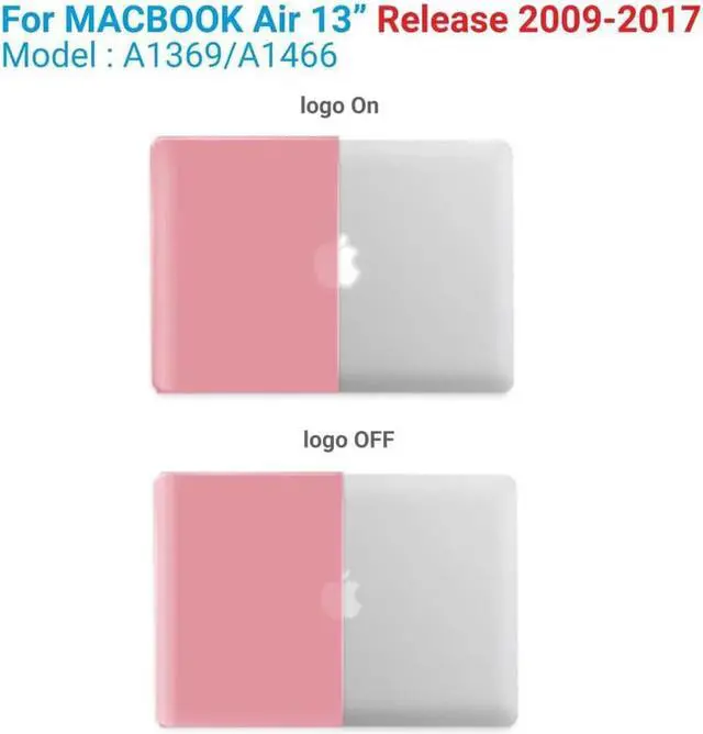 Alt view image 3 of 7 - Compatible with Old Version MacBook Air 13 Inch Case (2017-2010 Release) Model: A1466 / A1369, Plastic Hard Shell Case with Keyboard for Apple Mac Air 13" Pink