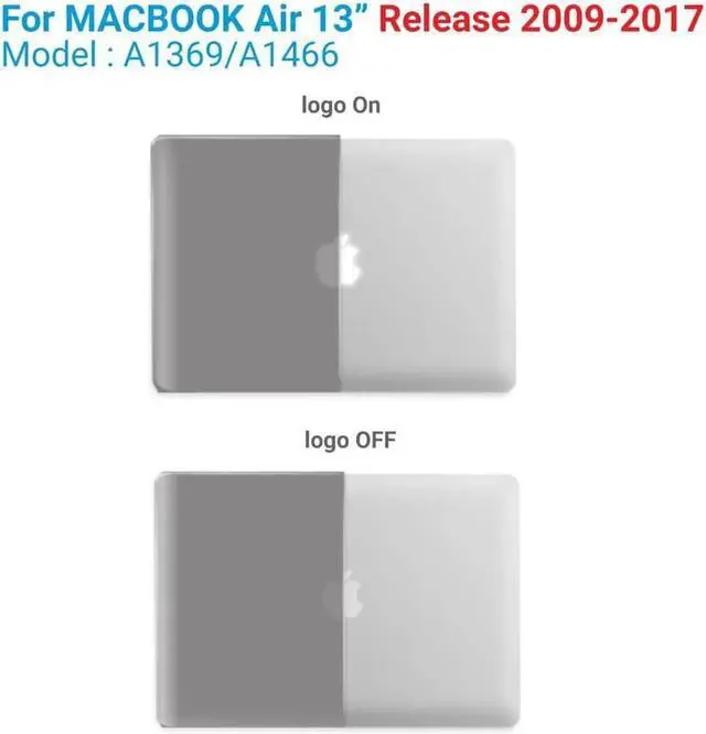 Alt view image 3 of 7 - Compatible with Old Version MacBook Air 13 Inch Case (2017-2010 Release) Model: A1466 / A1369, Plastic Hard Shell Case with Keyboard for Apple Mac Air 13" Gray
