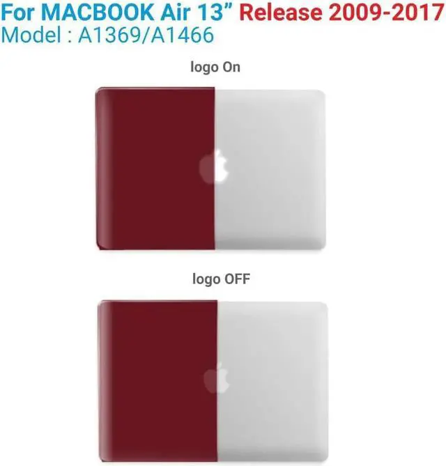 Alt view image 3 of 7 - Compatible with Old Version MacBook Air 13 Inch Case (2017-2010 Release) Model: A1466 / A1369, Plastic Hard Shell Case with Keyboard for Apple Mac Air 13" Wine Red