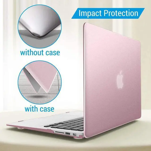 Alt view image 7 of 7 - Compatible with MacBook Air 11 Inch Case Model A1370 A1465, Soft Touch Plastic Hard Shell Cover with Keyboard Cover for Apple Mac Air 11" Rose Gold