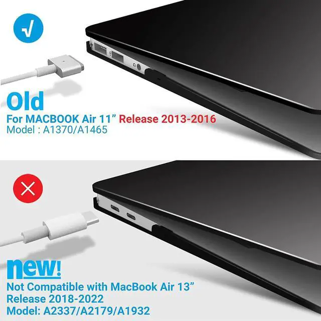 Alt view image 4 of 7 - Compatible with MacBook Air 11 Inch Case Model A1370 A1465, Soft Touch Plastic Hard Shell Cover with Keyboard Cover for Apple Mac Air 11"