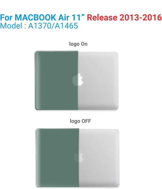 Alt view image 3 of 7 - Compatible with MacBook Air 11 Inch Case Model A1370 A1465, Soft Touch Plastic Hard Shell Cover with Keyboard Cover for Apple Mac Air 11" Green