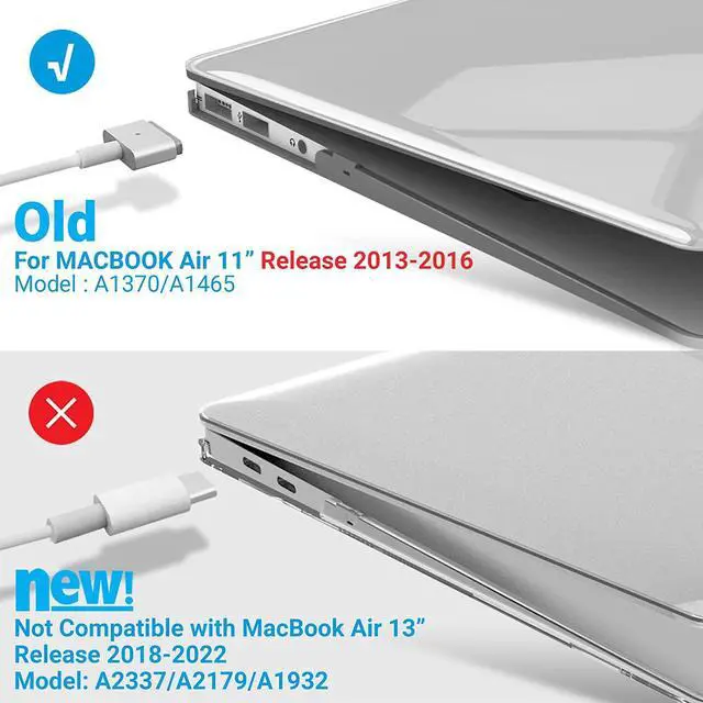 Alt view image 4 of 7 - Compatible with MacBook Air 11 Inch Case Model A1370 A1465, Soft Touch Plastic Hard Shell Cover with Keyboard Cover for Apple Mac Air 11" Crystal Clear