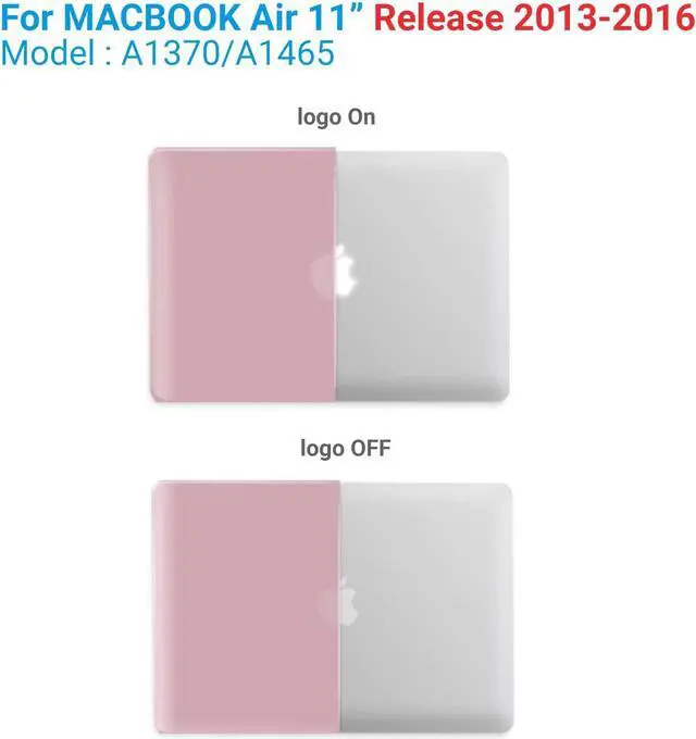 Alt view image 3 of 7 - Compatible with MacBook Air 11 Inch Case Model A1370 A1465, Soft Touch Plastic Hard Shell Cover with Keyboard Cover for Apple Mac Air 11" Rose Gold
