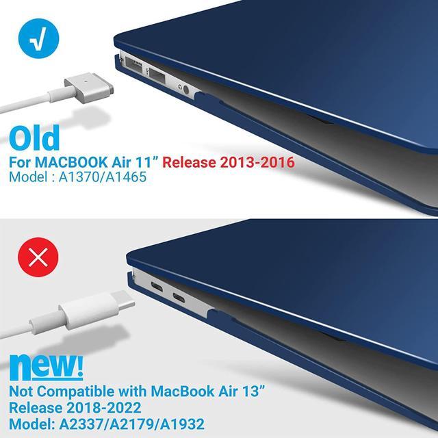 Alt view image 4 of 7 - Compatible with MacBook Air 11 Inch Case Model A1370 A1465, Soft Touch Plastic Hard Shell Cover with Keyboard Cover for Apple Mac Air 11" Navy Blue