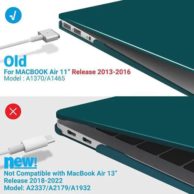 Alt view image 4 of 7 - Compatible with MacBook Air 11 Inch Case Model A1370 A1465, Soft Touch Plastic Hard Shell Cover with Keyboard Cover for Apple Mac Air 11" Dark Green