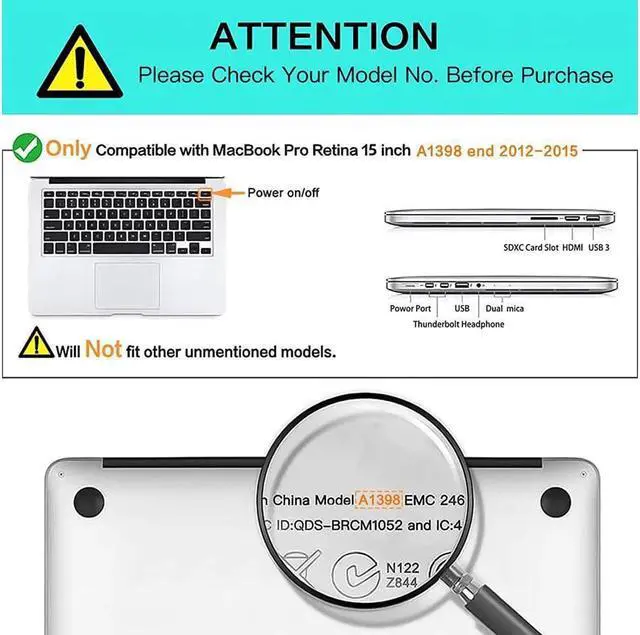 Alt view image 2 of 7 - Protective Hard Case for MacBook Pro 15 inch with Retina Display Model A1398 Shell Cover with Keyboard Skin For Apple MacBook Pro 15.4", 2012-2015 Release Rainbow Red