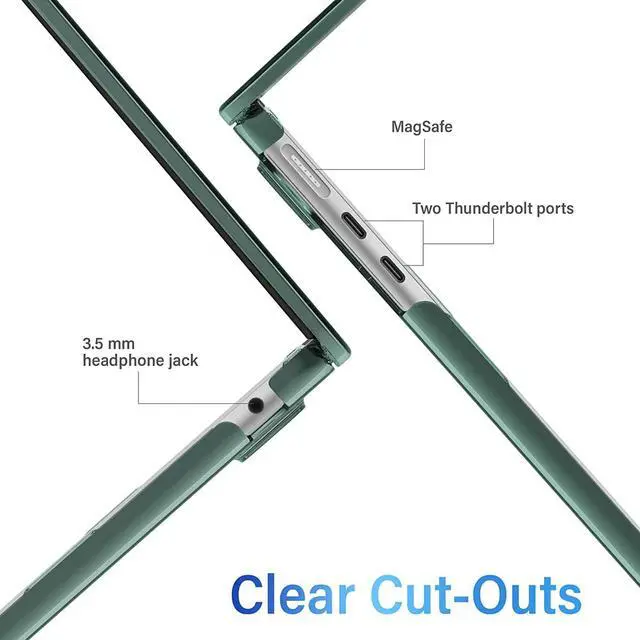 Alt view image 5 of 7 - Compatible with MacBook Air 13.6 inch Case 2022 Release Model A2681 M2 Chip with Liquid Retina Display Touch ID, Protective Laptop Cover Plastic Hard Shell with Keyboard Cover Skin Green