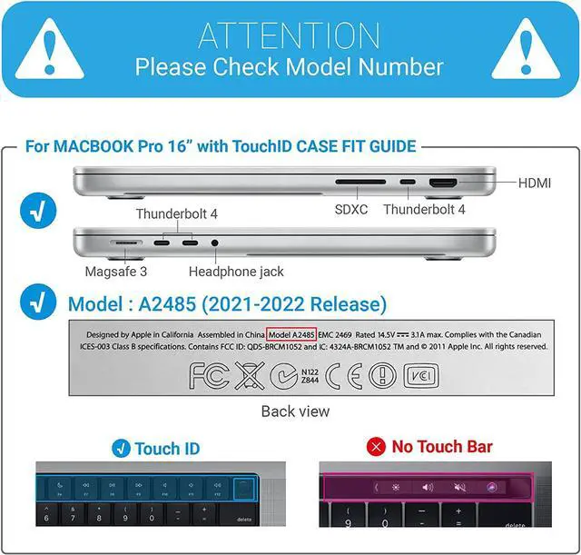 Alt view image 2 of 7 - Case for MacBook Pro 16 inch Case 2023 2022 2021 Release M2 A2780 A2485 M1 Pro/Max Chip with Touch ID, Plastic Hard Shell Protective Cover with Keyboard Skin