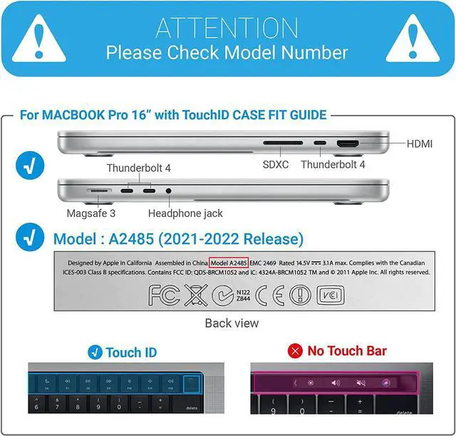 Alt view image 2 of 7 - Case for MacBook Pro 16 inch Case 2023 2022 2021 Release M2 A2780 A2485 M1 Pro/Max Chip with Touch ID, Plastic Hard Shell Protective Cover with Keyboard Skin