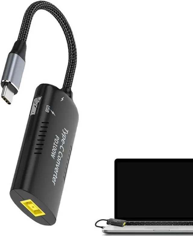 Main image of USB C To Slim Tip Cable Adapter - Type C Female to DC Adapter - Type C Multifunction Adapter Cable 100W to Square Laptop Charging Cable Adapter with Slim Tip