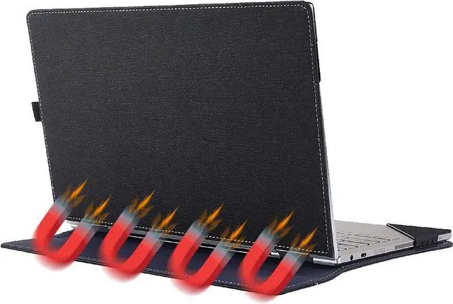 Alt view image 2 of 7 - Sleeve Case for 13.3" Samsung Galaxy Book Flex 13.3 inch NP930QCG / Samsung Galaxy Chromebook 13 XE930QCA - PU Leather Portfolio Book Cover with Support Keyboard Stand (Bracket)
