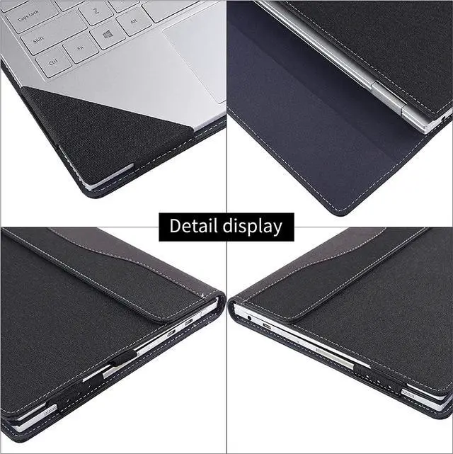 Alt view image 3 of 7 - Sleeve Case for 13.3" Samsung Galaxy Book Flex 13.3 inch NP930QCG / Samsung Galaxy Chromebook 13 XE930QCA - PU Leather Portfolio Book Cover with Support Keyboard Stand (Bracket)