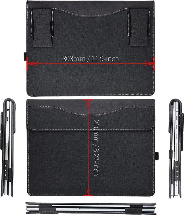 Alt view image 5 of 7 - Sleeve Case for 13.3" Samsung Galaxy Book Flex 13.3 inch NP930QCG / Samsung Galaxy Chromebook 13 XE930QCA - PU Leather Portfolio Book Cover with Support Keyboard Stand (Bracket)