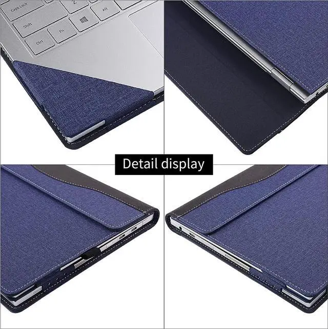 Alt view image 3 of 7 - Sleeve Case for 13.3" Samsung Galaxy Book Flex 13.3 inch NP930QCG / Samsung Galaxy Chromebook 13 XE930QCA - PU Leather Portfolio Book Cover with Support Keyboard Stand (Bracket) Blue