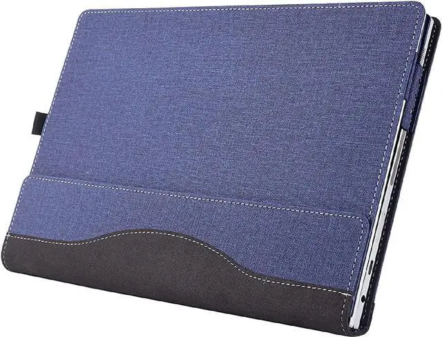 Alt view image 7 of 7 - Sleeve Case for 13.3" Samsung Galaxy Book Flex 13.3 inch NP930QCG / Samsung Galaxy Chromebook 13 XE930QCA - PU Leather Portfolio Book Cover with Support Keyboard Stand (Bracket) Blue