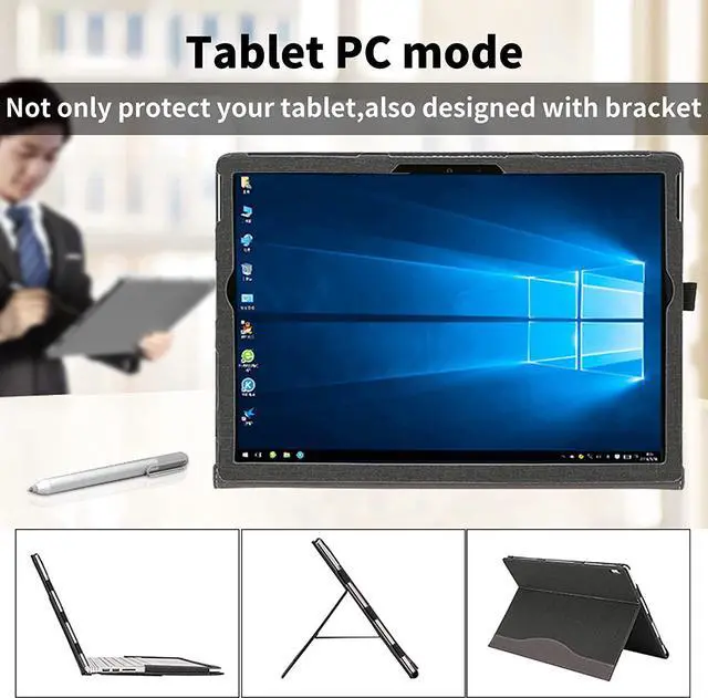 Alt view image 6 of 7 - Case for 13.5 inch Microsoft Surface Book 3 / Surface Book 2, PU Leather Detachable Protective Folio Case Protective Laptop Cover with Foldable Kickstand / Pencil Holder