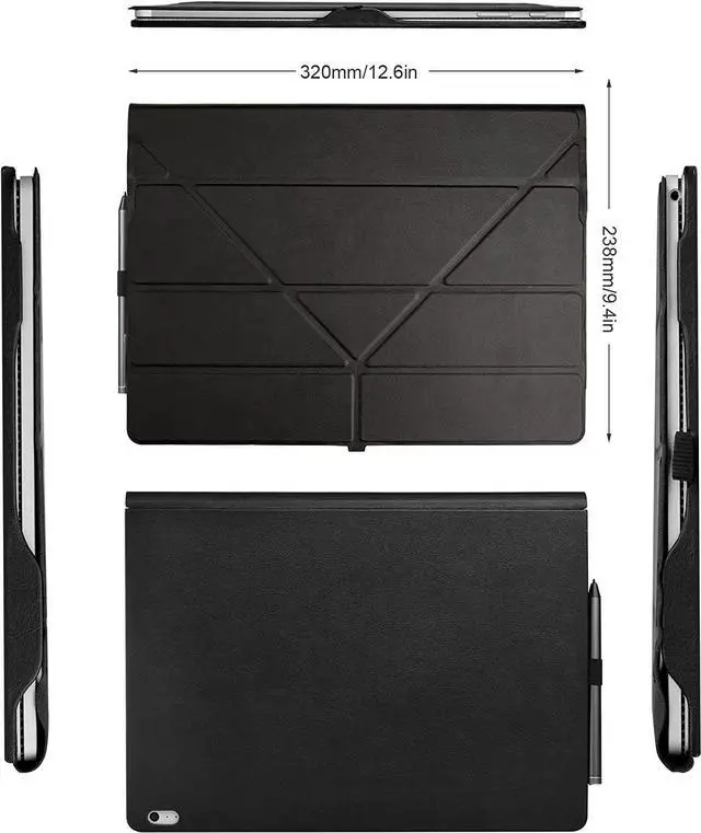 Alt view image 7 of 7 - Case for 13.5 inch Microsoft Surface Book 3 / Surface Book 2 / Surface Book 1, Detachable PU Leather Protective Folio Protective Laptop Cover with Stand / Pencil Holder Black (only Protect The Screen)