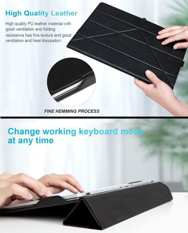 Alt view image 3 of 7 - Case for 13.5 inch Microsoft Surface Book 3 / Surface Book 2 / Surface Book 1, Detachable PU Leather Protective Folio Protective Laptop Cover with Stand / Pencil Holder Black (only Protect The Screen)