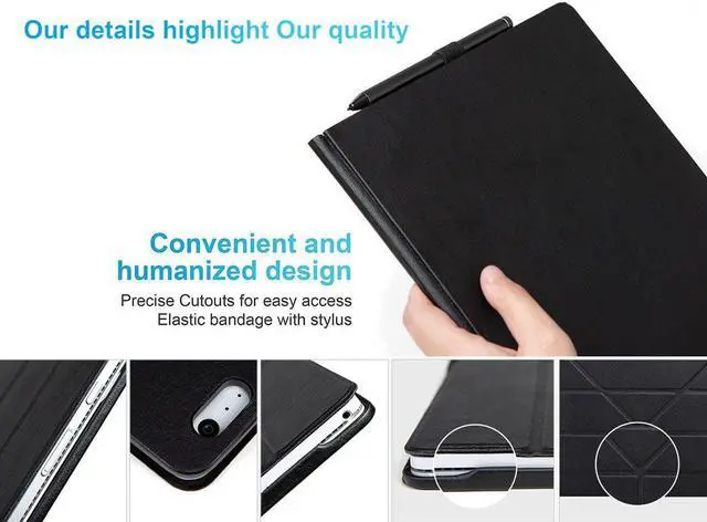 Alt view image 2 of 7 - Case for 13.5 inch Microsoft Surface Book 3 / Surface Book 2 / Surface Book 1, Detachable PU Leather Protective Folio Protective Laptop Cover with Stand / Pencil Holder Black (only Protect The Screen)