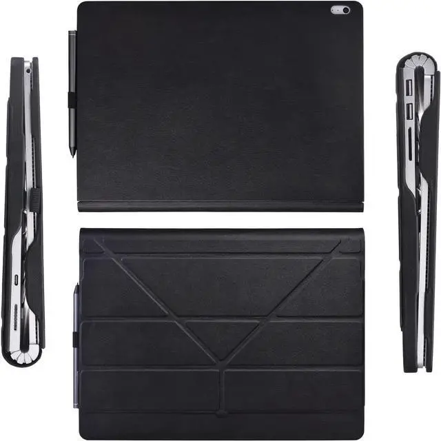 Alt view image 6 of 7 - Case for 13.5 inch Microsoft Surface Book 3 / Surface Book 2 / Surface Book 1 (i5 CPU Only), Detachable PU Leather Protective Folio Protective Laptop Cover with Stand / Pencil Holder Black