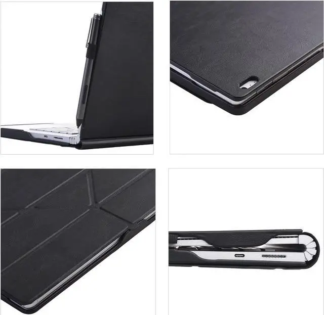 Alt view image 5 of 7 - Case for 13.5 inch Microsoft Surface Book 3 / Surface Book 2 / Surface Book 1 (i5 CPU Only), Detachable PU Leather Protective Folio Protective Laptop Cover with Stand / Pencil Holder Black