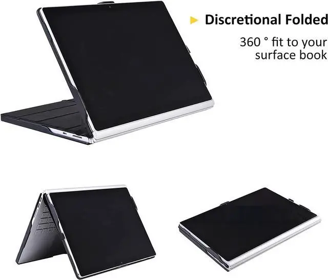 Alt view image 4 of 7 - Case for 13.5 inch Microsoft Surface Book 3 / Surface Book 2 / Surface Book 1 (i7 CPU Only), Detachable PU Leather Protective Folio Protective Laptop Cover with Stand / Pencil Holder Black