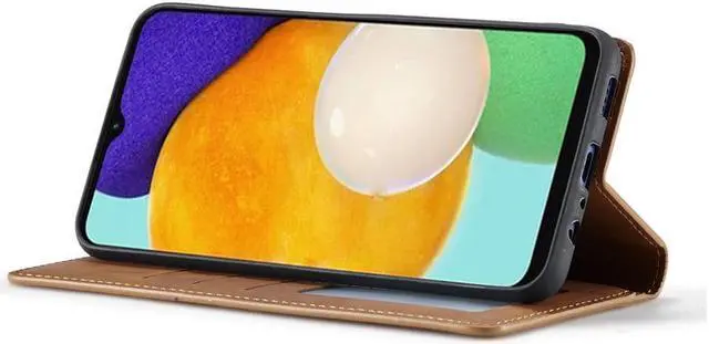 Alt view image 2 of 7 - Samsung Galaxy A34 5G Case, Premium PU Leather Cover TPU Bumper with Card Holder Kickstand Hidden Magnetic Shockproof Flip Wallet Case For Galaxy A34 5G 6.5 inch 2022 Brown