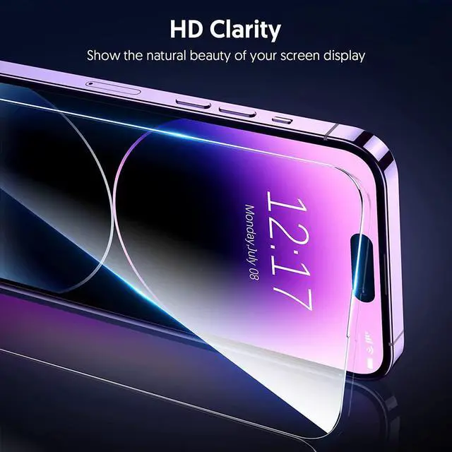 Alt view image 4 of 7 - [3+3 Pack] iPhone 14 Pro Max 6.7 Inch Screen Protector with Camera Lens Protector, 9H Shatterproof Tempered Glass Film with Easy Installation Frame, HD Clear Sensitive Full Coverage