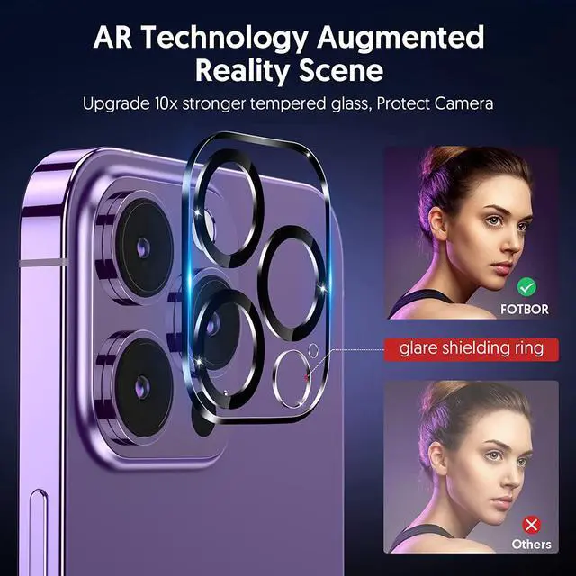 Alt view image 5 of 7 - [3+3 Pack] iPhone 14 Pro Max 6.7 Inch Screen Protector with Camera Lens Protector, 9H Shatterproof Tempered Glass Film with Easy Installation Frame, HD Clear Sensitive Full Coverage