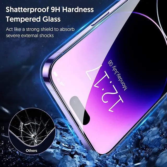 Alt view image 2 of 7 - [3+3 Pack] iPhone 14 Pro Max 6.7 Inch Screen Protector with Camera Lens Protector, 9H Shatterproof Tempered Glass Film with Easy Installation Frame, HD Clear Sensitive Full Coverage