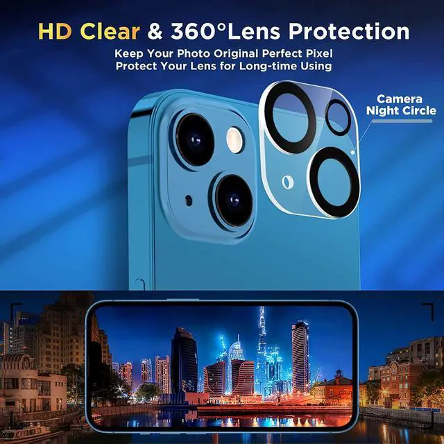 Alt view image 5 of 7 - 3 Pack Screen Protector for iPhone 14 Plus 6.7 inch with 3 Pack Camera Lens Protector, HD Clear Tempered Glass iPhone 14 Plus Screen Protector, 9H Hardness, Scratch Resistant, Easy Install
