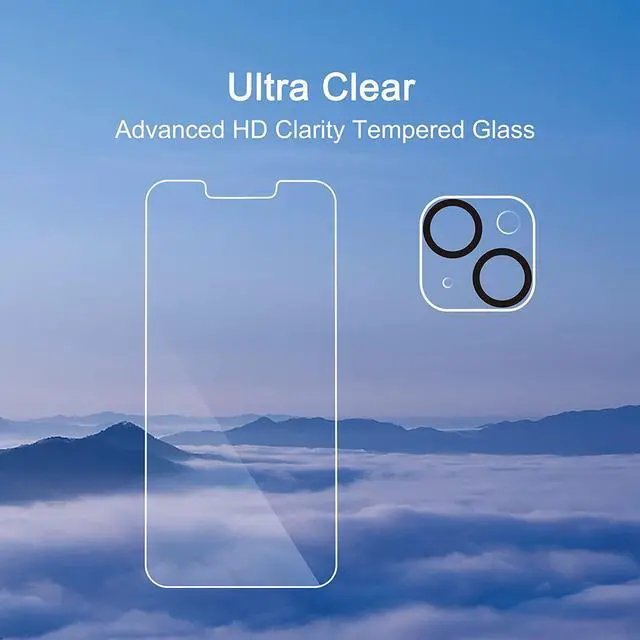 Alt view image 7 of 7 - 3 Pack Screen Protector for iPhone 14 Plus 6.7 inch with 3 Pack Camera Lens Protector, HD Clear Tempered Glass iPhone 14 Plus Screen Protector, 9H Hardness, Scratch Resistant, Easy Install