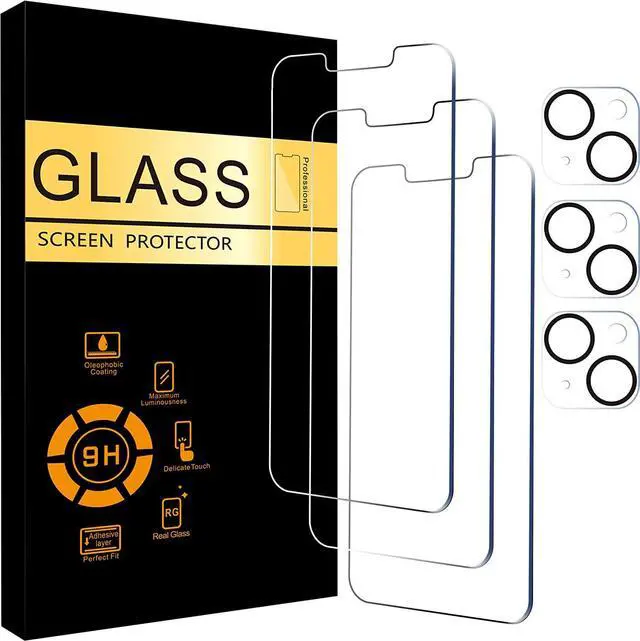 Main image of 3 Pack Screen Protector for iPhone 14 6.1 inch with 3 Pack Tempered Glass Camera Lens Protector, Ultra HD, 9H Hardness, Case Friendly