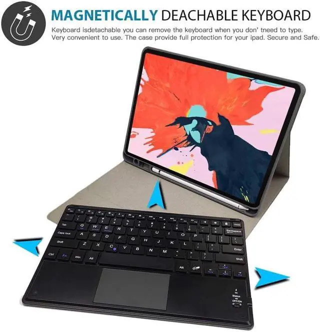 Alt view image 3 of 7 - iPad Pro 12.9 inch 2022 2021 2020 2018 Keyboard case with Pencil Holder Detachable Keyboard Case with Touchpad Kickstand Cover Auto Wake Sleep Case for iPad Pro 12.9 6th/5th/4th/3th Generation Pink